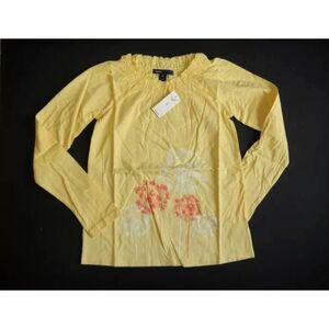 NW Gap Kid girl yellow dandelion flower long sleeve peasant top t-shirt M L 8 10